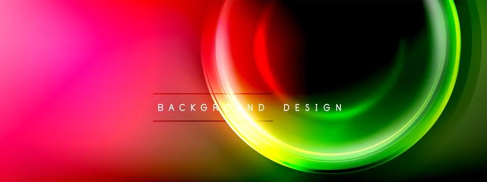 Circles lines and bubbles on bright glowing effect gradient with light and イラスト素材