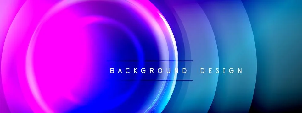 Circles lines and bubbles on bright glowing effect gradient with light and Stock Illustration