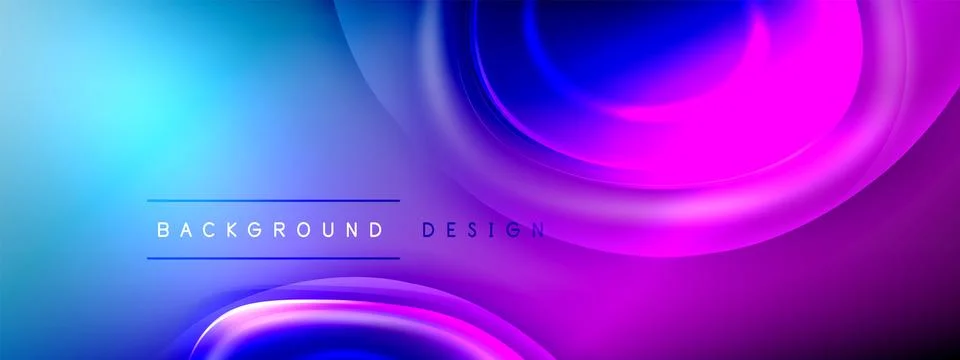 Circles lines and bubbles on bright glowing effect gradient with light and Illustrazione stock