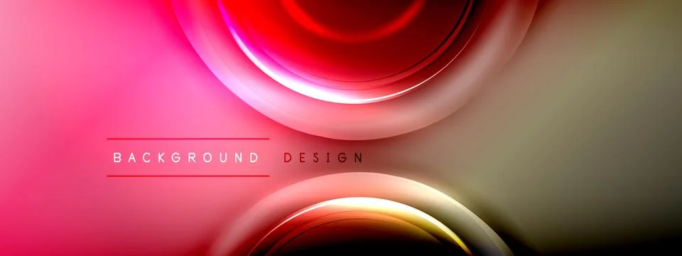 Circles lines and bubbles on bright glowing effect gradient with light and Stock Illustration