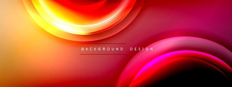 Circles lines and bubbles on bright glowing effect gradient with light and Illustrazione stock