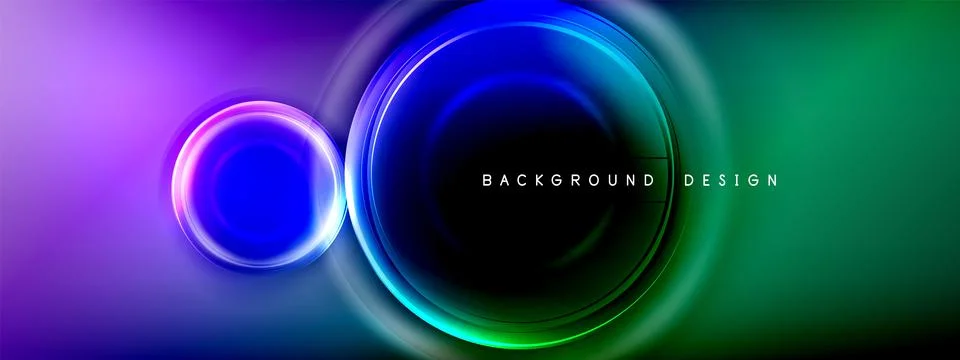 Circles lines and bubbles on bright glowing effect gradient with light and Stock Illustration