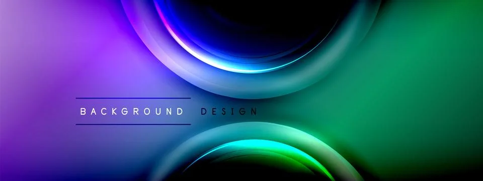 Circles lines and bubbles on bright glowing effect gradient with light and Stock Illustration