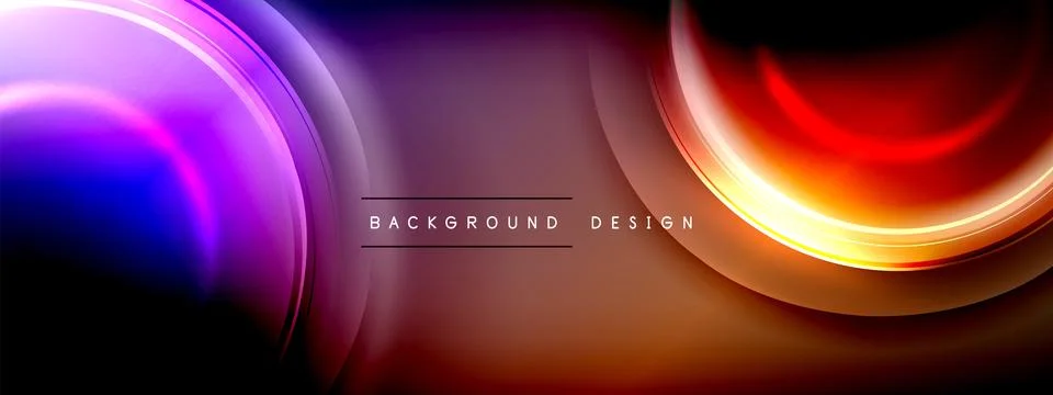Circles lines and bubbles on bright glowing effect gradient with light and 스톡 일러스트