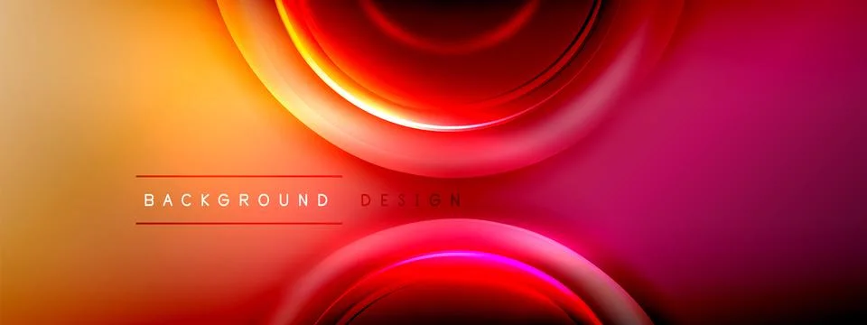 Circles lines and bubbles on bright glowing effect gradient with light and Stock Illustration