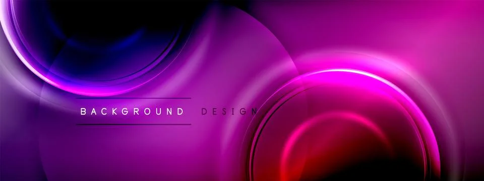 Circles lines and bubbles on bright glowing effect gradient with light and Stock Illustration