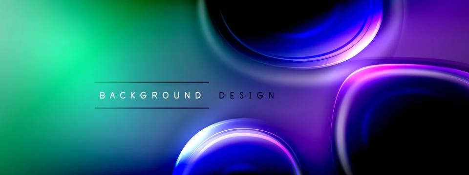 Circles lines and bubbles on bright glowing effect gradient with light and Stock Illustration
