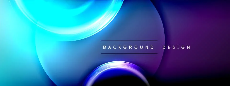 Circles lines and bubbles on bright glowing effect gradient with light and Stock Illustration