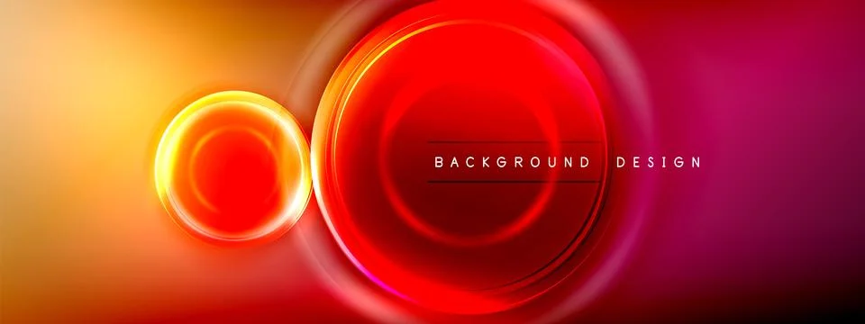 Circles lines and bubbles on bright glowing effect gradient with light and Stock Illustration