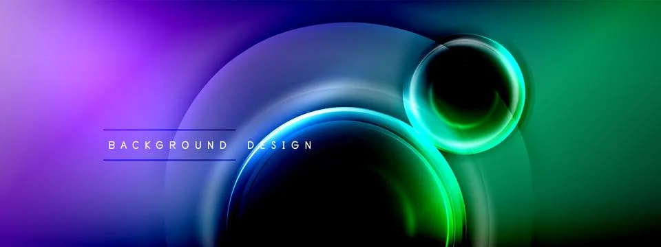 Circles lines and bubbles on bright glowing effect gradient with light and Illustrazione stock