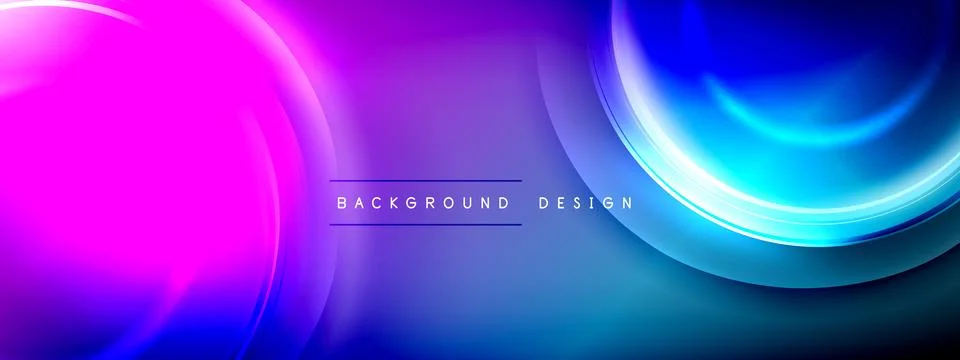 Circles lines and bubbles on bright glowing effect gradient with light and Illustrazione stock
