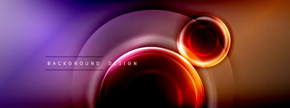 Circles lines and bubbles on bright glowing effect gradient with light and Stock Illustration