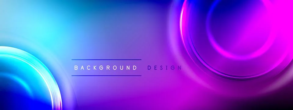 Circles lines and bubbles on bright glowing effect gradient with light and Illustrazione stock