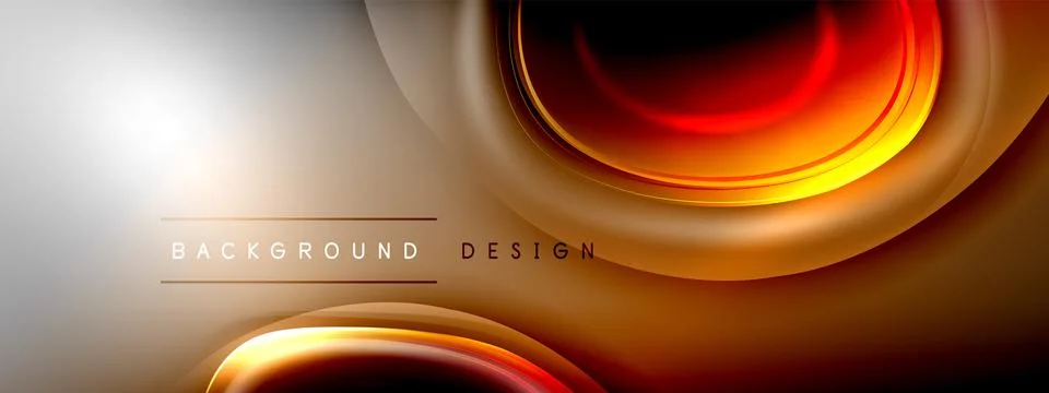 Circles lines and bubbles on bright glowing effect gradient with light and 库存插图
