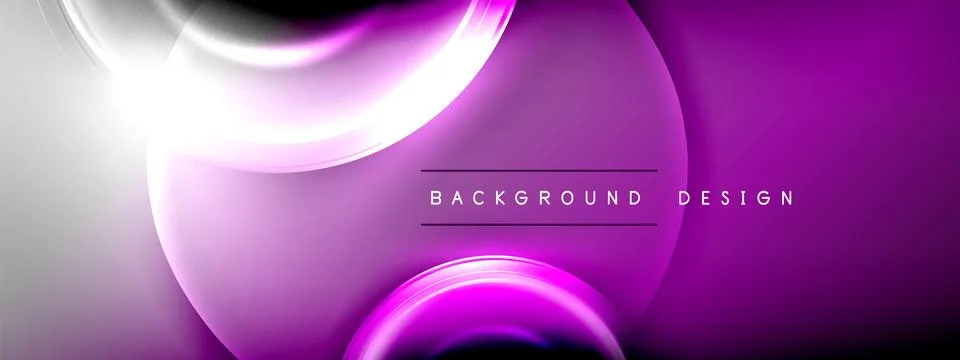 Circles lines and bubbles on bright glowing effect gradient with light and Stock Illustration