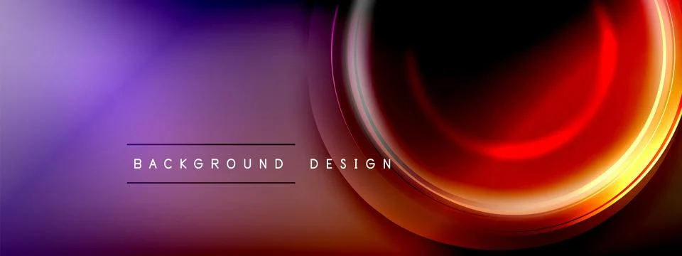 Circles lines and bubbles on bright glowing effect gradient with light and Stock Illustration