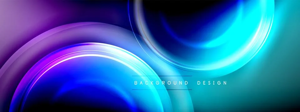 Circles lines and bubbles on bright glowing effect gradient with light and 스톡 일러스트