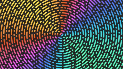 Circles lines pattern bright gradient broken ripples trend background, diverg Illustrazione stock