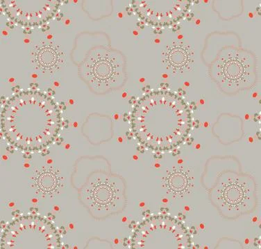 Circles made with colored author's brushes create a seamless vector pattern. Stock Illustration