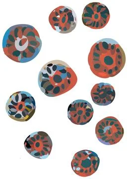 Circles of many colored elements, as if drawn with a brush for printing on 스톡 일러스트