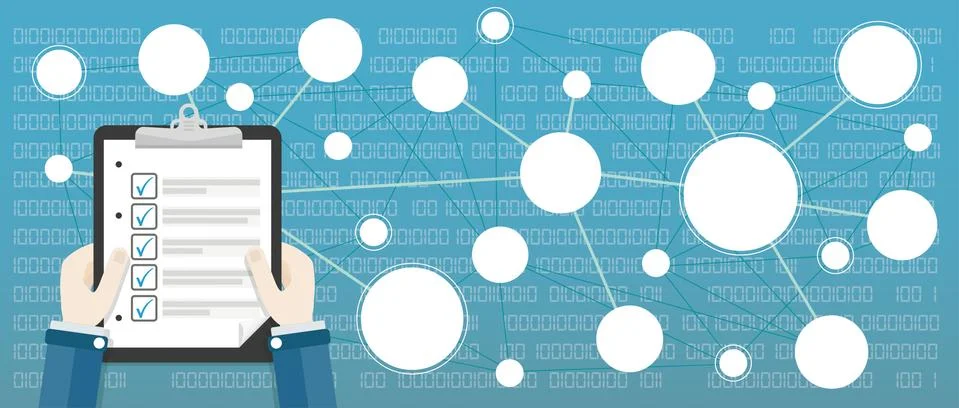 Circles Network Checklist Hands Digital Stock Illustration