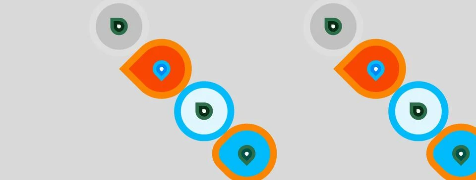 Circles, orange, blue, gray background. Pattern repeats, simple design, moder Stock Illustration