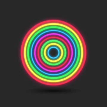 Circles pattern geometric shape glowing neon, round logo mockup or background Stock Illustration
