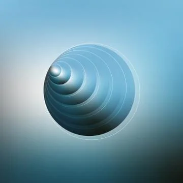 Circles pattern with the reflection of environment on blurred background, 3D Stock Illustration