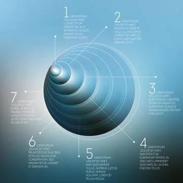 Circles pattern with the reflection of environment on blurred background, 3D Illustrazione stock