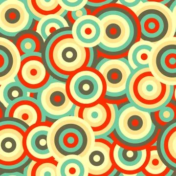 Circles in retro colours, seamless pattern Stock Illustration
