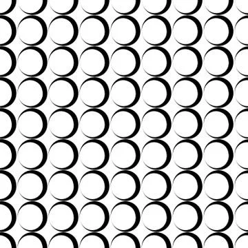 Circles, rings seamless pattern. Monochrome abstract minimal background. Vect Illustrazione stock