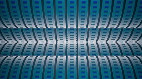 Circles in rows rotating. Steel structure spinning and looks trendy for indu Stock Footage 249534617