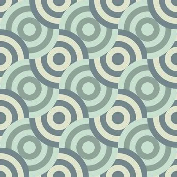 Circles. Seamless pastel pattern in 60s style. Olive color. Stock Illustration