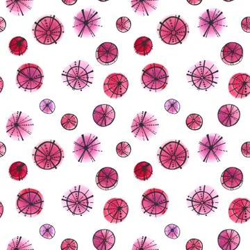 Circles seamless pattern black ink Stock Illustration