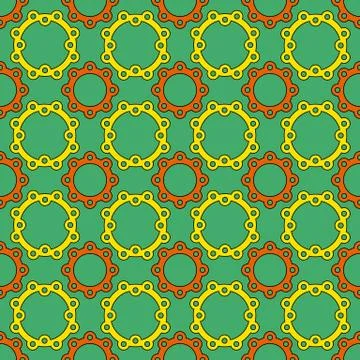 Circles seamless pattern in four colors. Retro textile print Stock Illustration