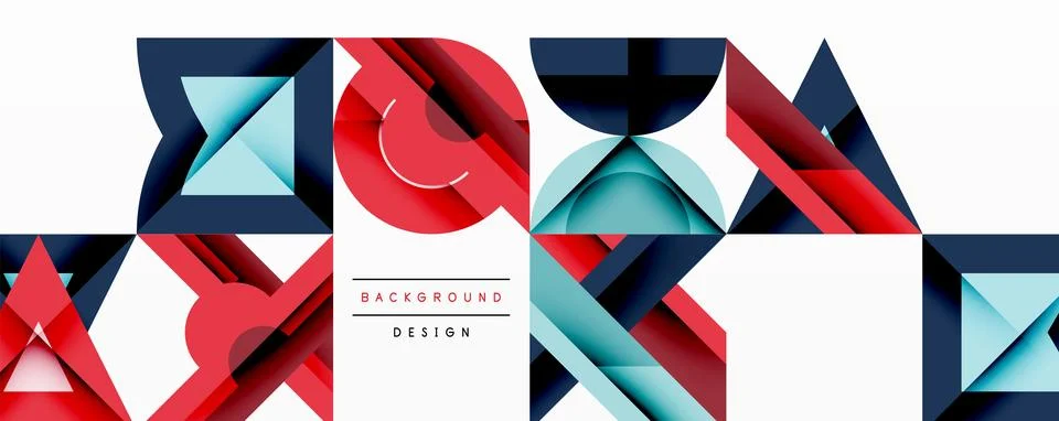 Circles squares lines abstract background Stock Illustration