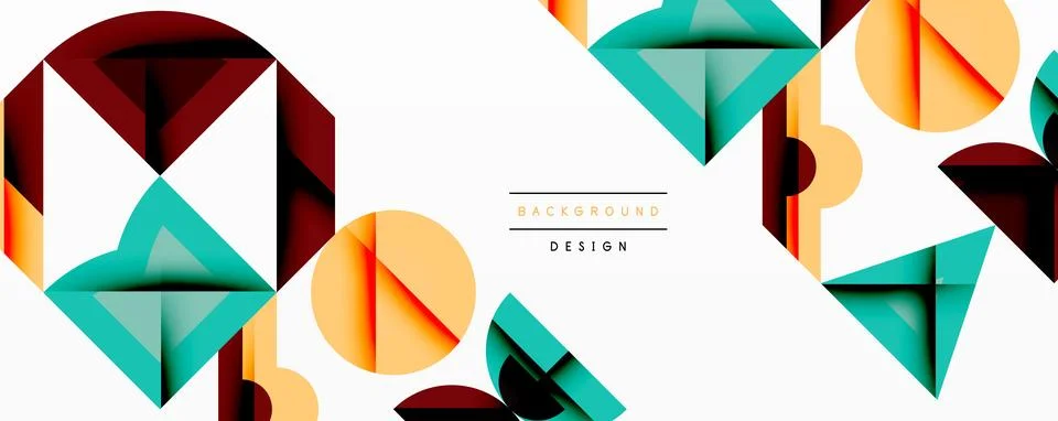 Circles squares lines abstract background Stock Illustration