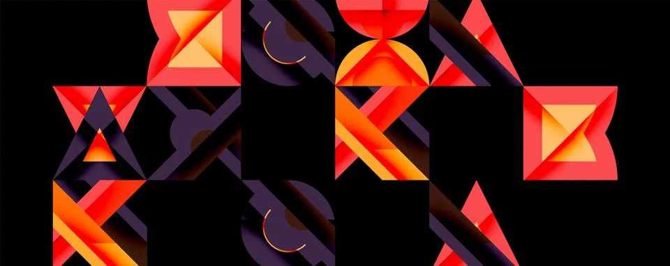 Circles squares lines abstract background Stock Illustration