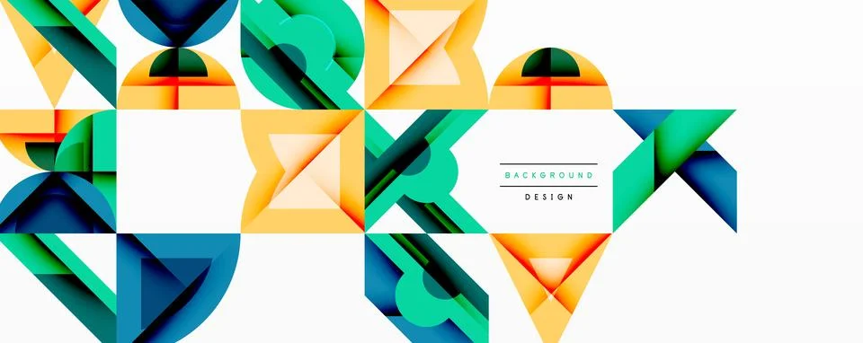 Circles squares lines abstract background Stock Illustration