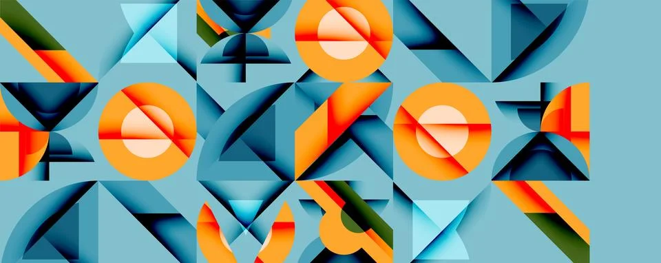 Circles squares lines abstract background Stock Illustration