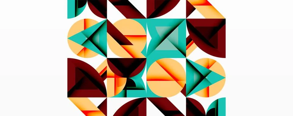 Circles squares lines abstract background Stock Illustration