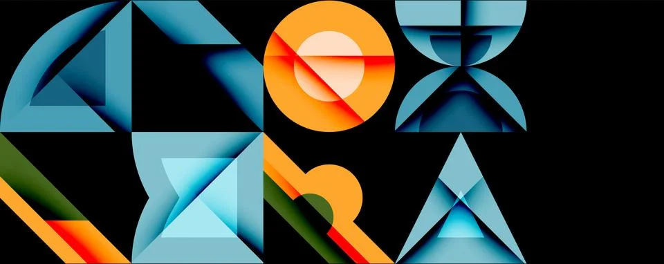 Circles squares lines abstract background Stock Illustration