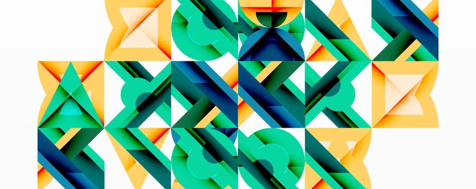 Circles squares lines abstract background Stock Illustration