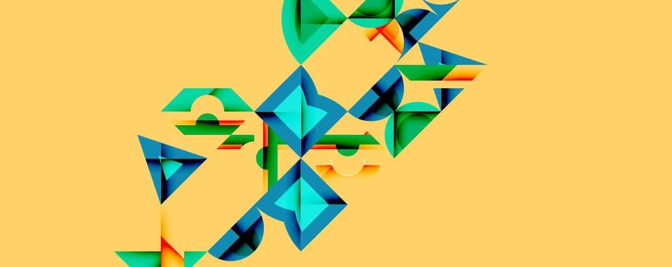 Circles squares lines abstract background Stock Illustration