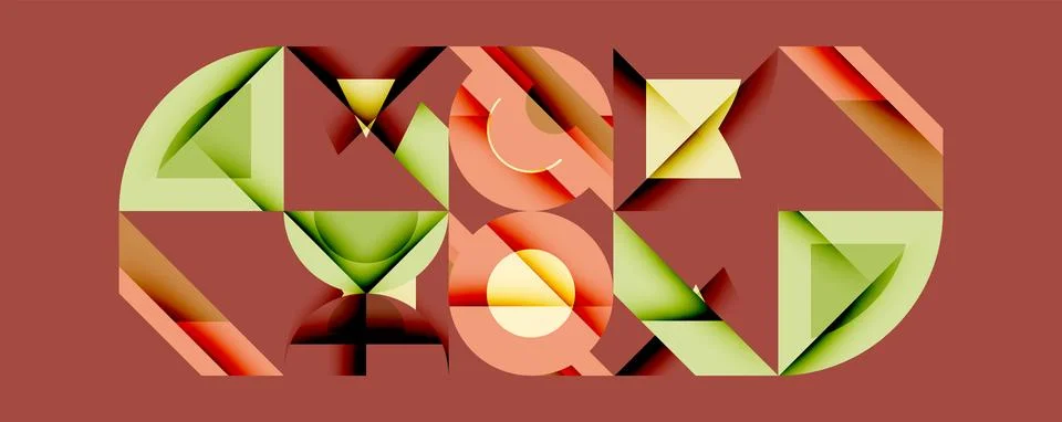 Circles squares lines abstract background Stock Illustration