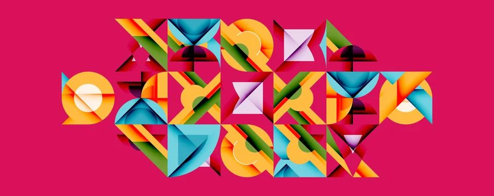 Circles squares lines abstract background Stock Illustration