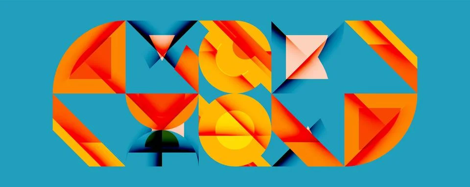 Circles squares lines abstract background Stock Illustration