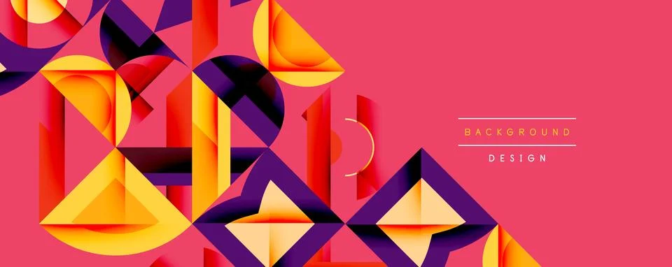 Circles squares lines abstract background Stock Illustration