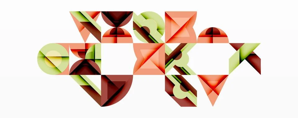 Circles squares lines abstract background Stock Illustration