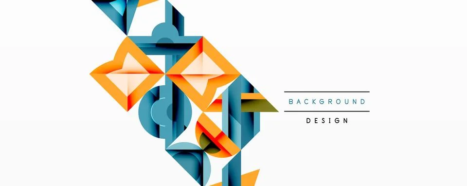 Circles squares lines abstract background Stock Illustration